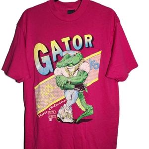 Vintage Tees Unlimited Single Stitch Pink T Shirt Size XL Gator New Orleans